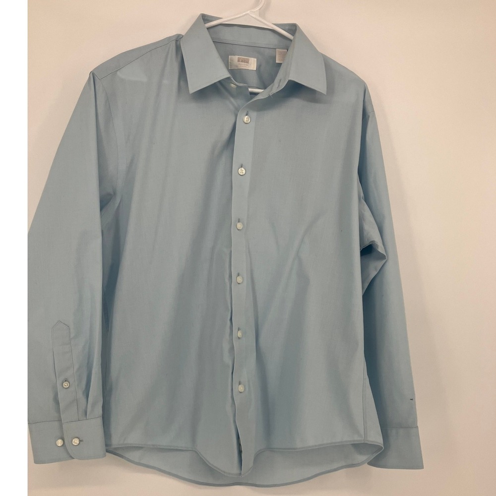 Nordstrom Rack Mens Blue Long Sleeve Button Up Dress Shirt Size L Large